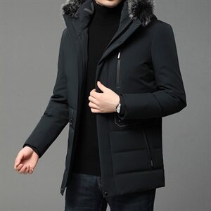 B8286钱塘2020-1冬季男士连帽中长款羽绒服高端90白鸭绒P340图片