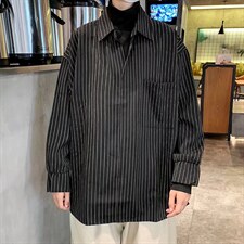 假两件衬衫男春季韩版潮流帅气长袖外套C32P42图片