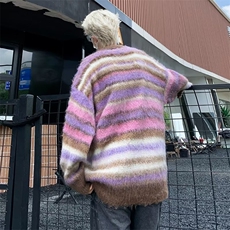 美式复古渐变条纹毛衣男宽松慵懒风小众套头衫MY207P45，男装针织衫/毛衣，星座1116-2