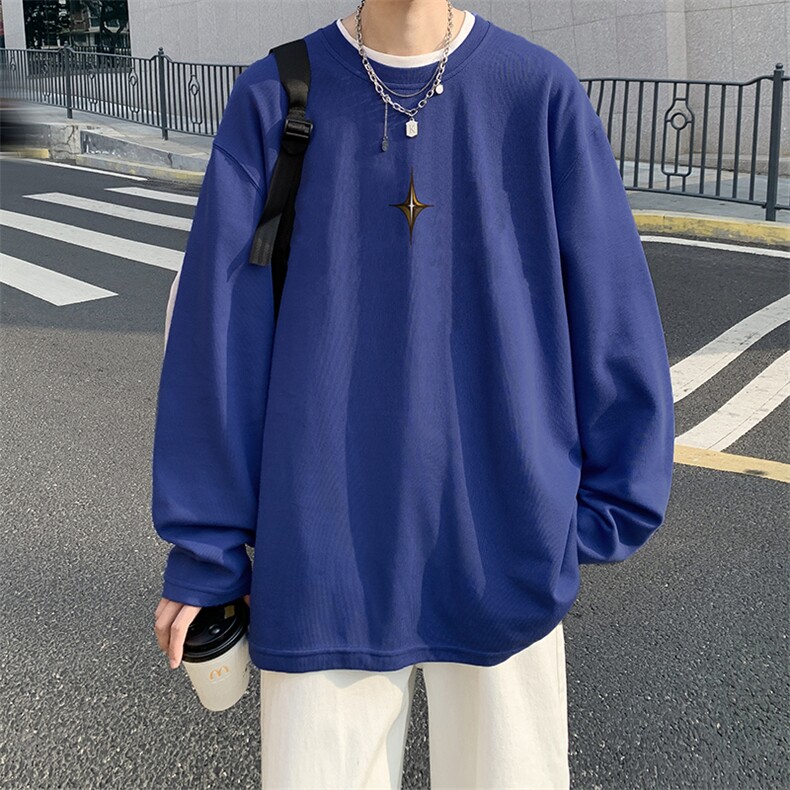 抖音供货、秋季现货舒适棉宽松重磅长袖T恤D223A-CT2321-特P28,男装T恤,电商019-1
