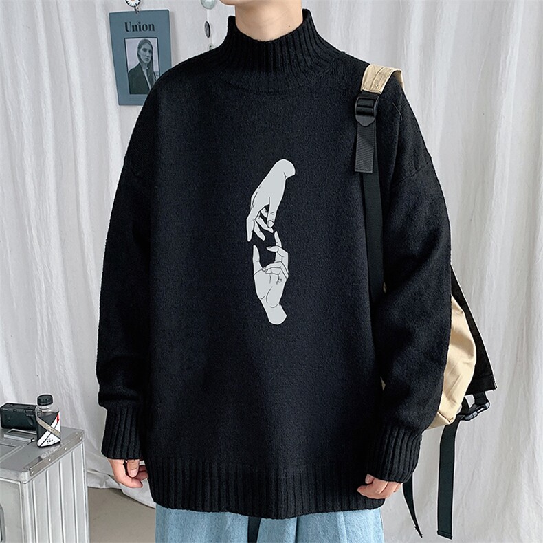 M18147-P45加绒款-P65半高领毛衣男士大码针织衫男毛线衣男,男装针织衫/毛衣,电商A040