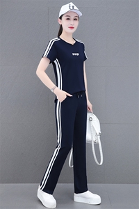 燕颉运动服套装夏装女2023年冰丝夏季薄款短袖休闲时尚两件套洋气图片