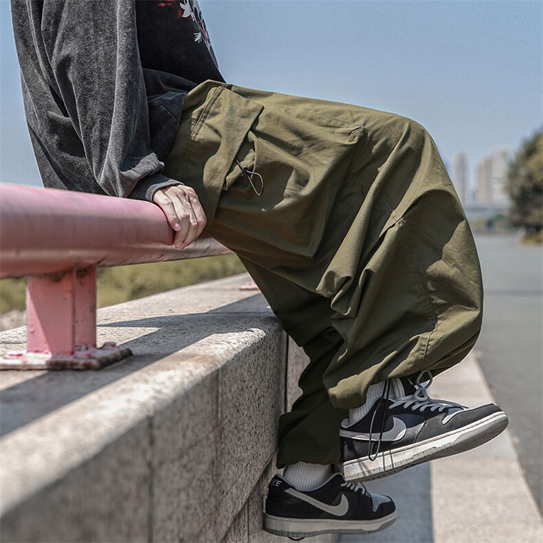 军绿色伐木工装裤男款秋季美式高街大码宽松直筒cityboy阔腿裤子,男装休闲裤,电商B221