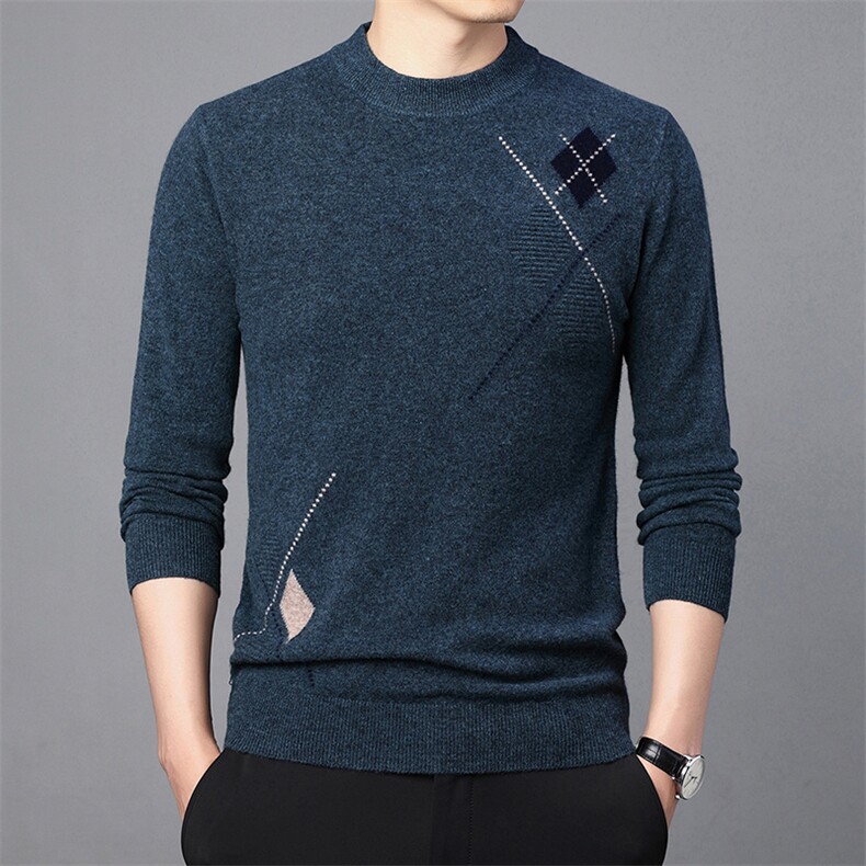 CM61019钱塘2020-2商务纯色冬季厚款中年男士半高领羊毛衫P137,男装针织衫/毛衣,钱塘207-2
