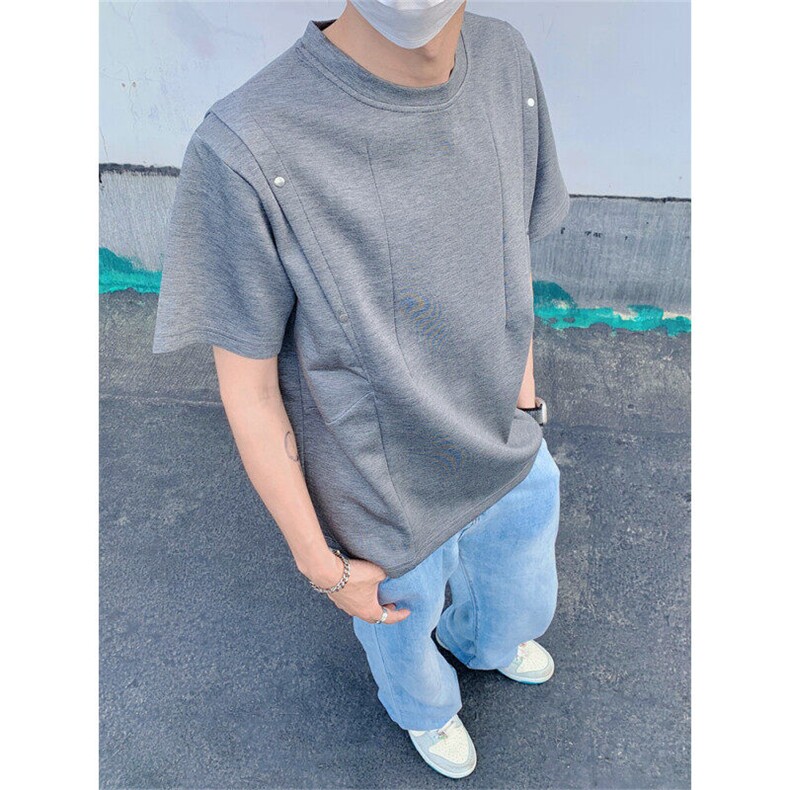 【现货自制】凉感纯色短袖T恤男夏季半拉链立领polo衫T06024P40,男装Polo衫,星座1004（原星座815-3）