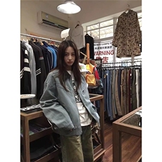 美式高街皮领垫肩外套潮牌欧美街头cleanfit高级感痞帅飞行员夹克，男装夹克，星座506A