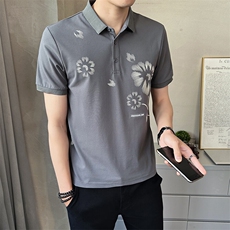 男装Polo衫翻领短袖印花透气2025新款短袖t恤C317-1855-P55，男装T恤，电商C317