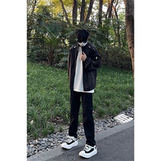 美式牛仔裤男vibe黑色显瘦微喇裤子男A080-9601-P40，男装牛仔裤，电商A080