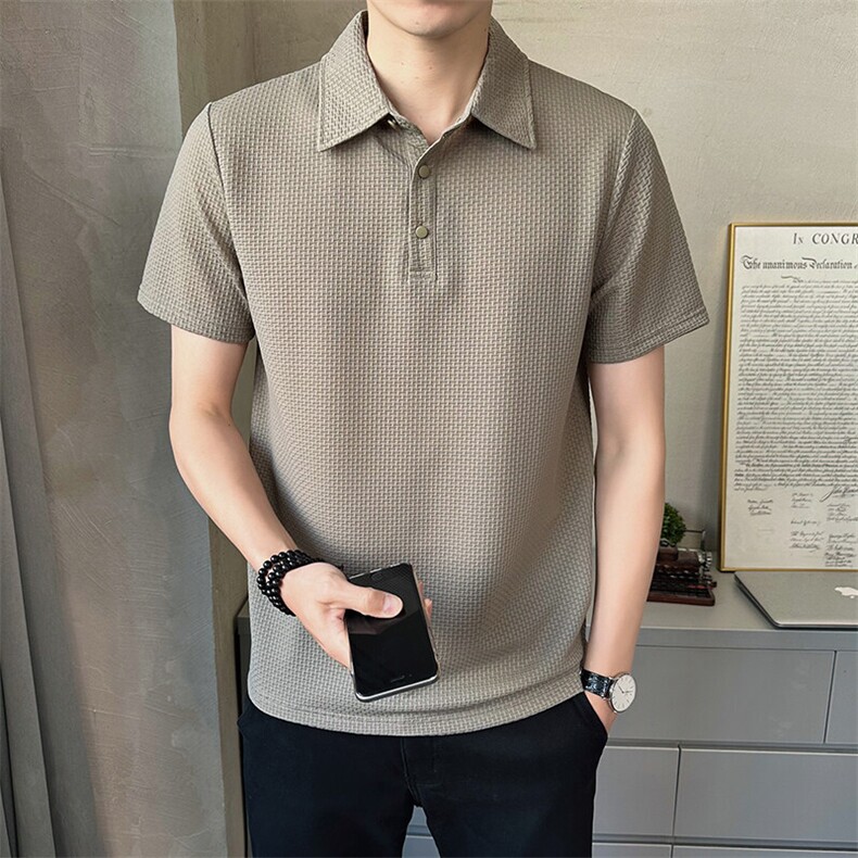 翻领polo衫男短袖2025夏季新款冰丝透气打底衫t恤男C317-1832-50,男装T恤,电商C317