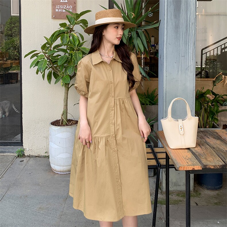 《现货新品》翻领宽松舒服衬衫连衣裙,女装连衣裙,MQ