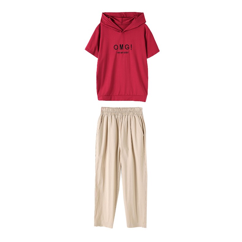 2021年夏季舒适修身纯色气质都市韩版简约宽松显瘦两件套装,女装套装/套裙,依恋蒂丝