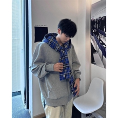 【有货】假两件格子拼接卫衣男款设计感连帽开衫外套JL97CC-特P68，男装卫衣，星座1007（原301D）