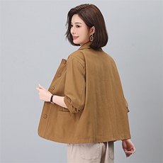 妈妈春秋外套女2026新款时尚宽松显瘦小个子短款大码休闲翻领上衣，女装短外套，悦见她