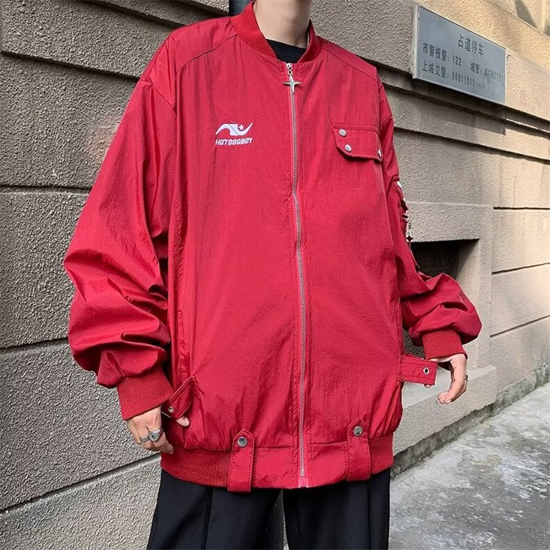 美式潮牌高街设计感夹克外套男女宽松复古情侣棒球服HJ659-p65,男装夹克,星座1008