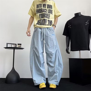 休闲裤男女韩版潮流阔腿裤帅气百搭宽松2025夏季ins长裤K6392-P43图片