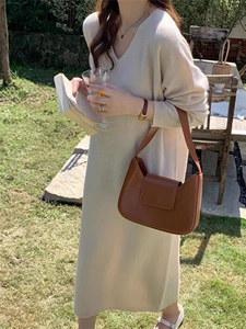 中长款毛衣裙羊毛衫秋冬宽松慵懒打底针织毛衣连衣裙图片