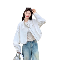 【】短款白色工装休闲外套女春季新款607-P140-K228，女装短外套，2C126