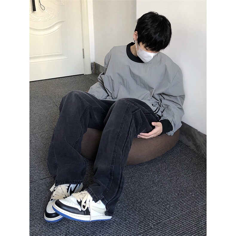 拼接美式insi高街hiphop直筒重工艺水洗牛仔裤货号K687P55,男装牛仔裤,电商A063