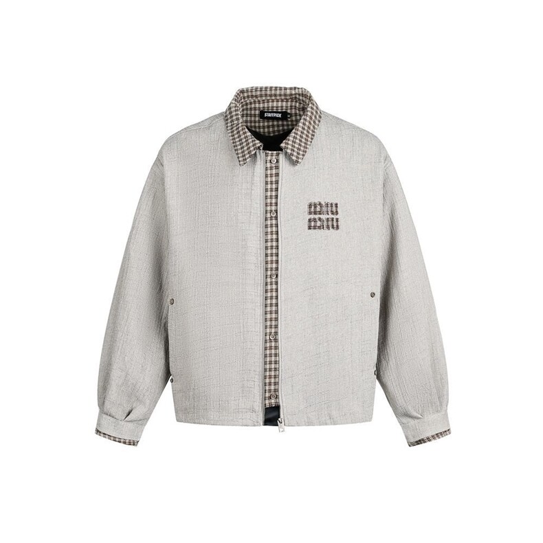 美式复古千鸟拼接两件工装外套秋季设计拉链宽松高级夹克JKB756，男装夹克，星座516A