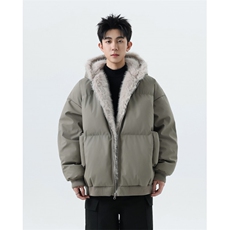 重工休闲舒适连帽PU皮座山雕棉服男女潮牌大码棉袄2319P118，男装棉衣，星座506-1
