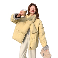数据好有货黄色羽绒服配围巾1247P275K408，女装羽绒服，2C176