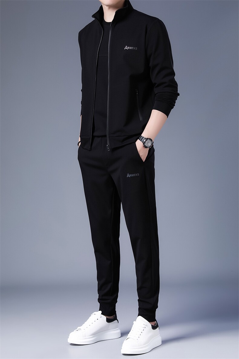 中年爸爸运动服套装男士春季新款三件套中老年休闲宽松卫衣套装男,男装休闲套装,电商B212（原钱塘6029）