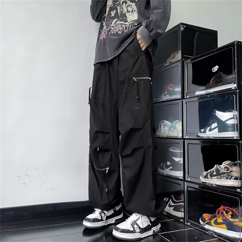 港风街头阔腿工装男秋季2024新款大口袋设计感束脚裤K7503-P58,男装休闲裤,星座512-3