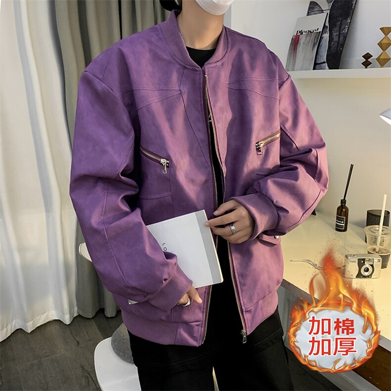 秋冬季2025新款潮麂皮绒加棉夹克宽松棉衣外套XZ212-QWK24JM-P90,男装夹克,星座212