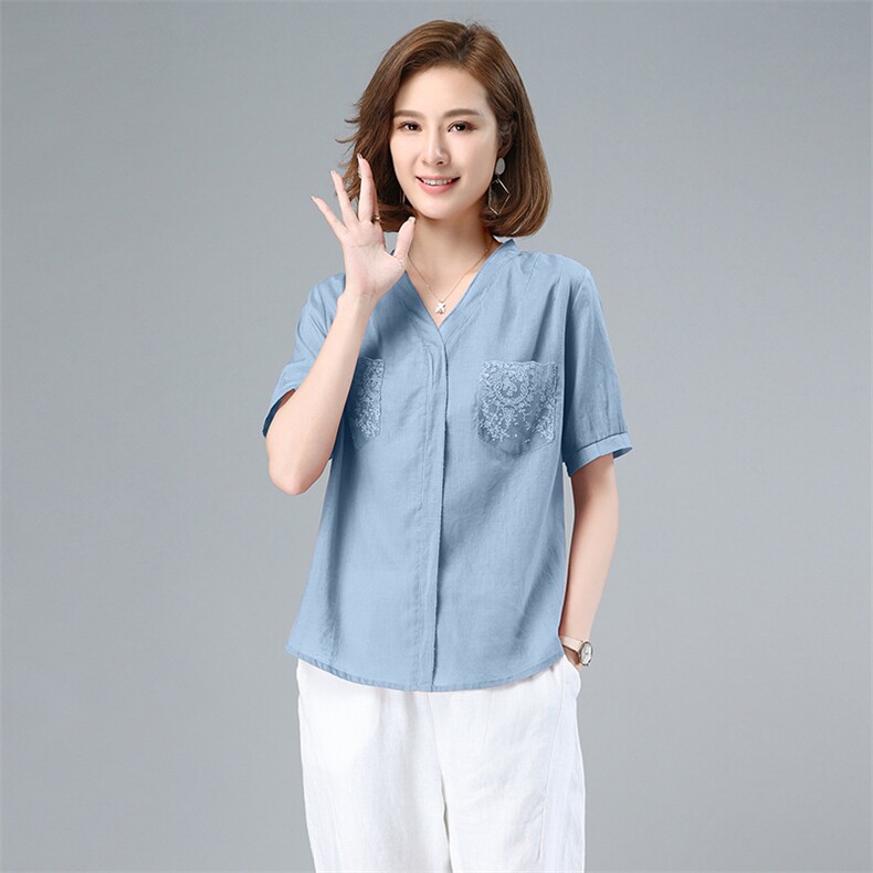 2021夏季新款简约时尚休闲百搭气质V领宽松舒适T恤,女装T恤,小林双子