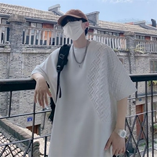 日系短袖T恤男夏季设计感立体拼接上衣ins潮牌五分袖T1317-P32，男装T恤，星座512-2