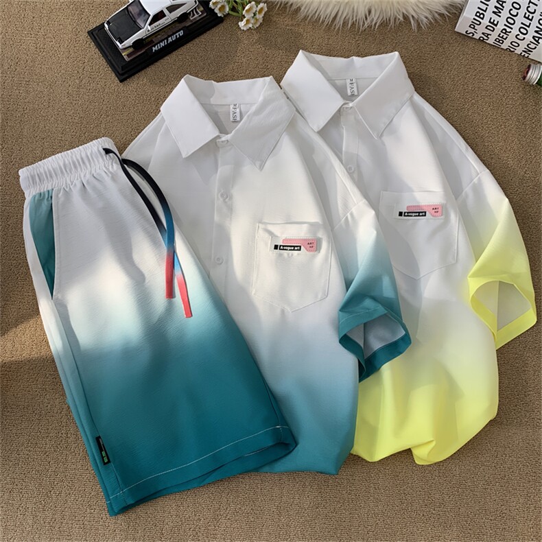 XZ-230-1TZ301清凉一夏原创简约风扎染渐变休闲短袖套装P75控98,男装T恤,星座230-1