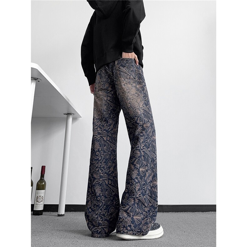 B221美式ins高街小众休闲提花直筒牛仔裤LK24380-特P52控88，男装牛仔裤，电商B221