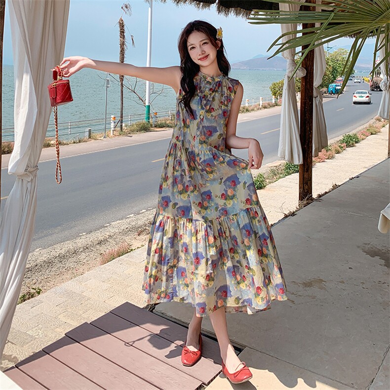 夏季无袖连衣裙中长款女,女装连衣裙,浙宝069