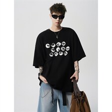 孔洞透视短袖镂空T恤眼睛印花美式痞帅短袖1016-1T354P38K69，男装T恤，星座1016-1（原电商B408-1）