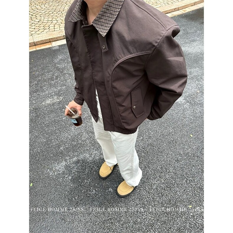 W11039-P68网图现货新款翻领夹克时尚拼接痞帅外套休闲男装潮,男装夹克,星座1608