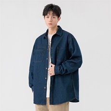 新款(跨境货源）长袖牛仔衬衫男宽松休闲外套，男装衬衫，星座1107-1