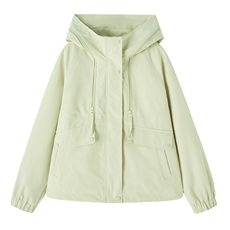 小个子短外套女2026年春季女士户外冲锋衣拉链短款连帽，女装短外套，悦祺