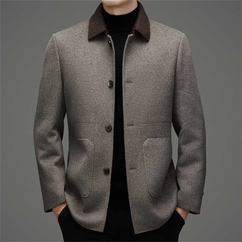 MJ29816秋冬2026年男士新款双面呢脱卸羽绒大衣羊毛外套呢子外套，男装毛呢大衣，电商B360