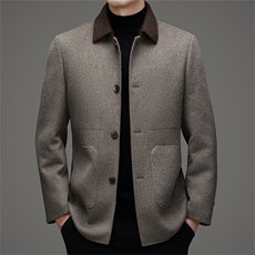 MJ29816秋冬2026年男士新款双面呢脱卸羽绒大衣羊毛外套呢子外套，男装毛呢大衣，电商B360