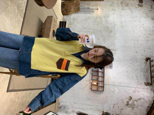 春季新品，牛仔假两件套，女装，怪怪树