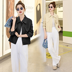 BAO欧货翻领PU皮衣外套女2025新款春秋短款超好看机车服水洗夹克，女装皮衣，潮流依族
