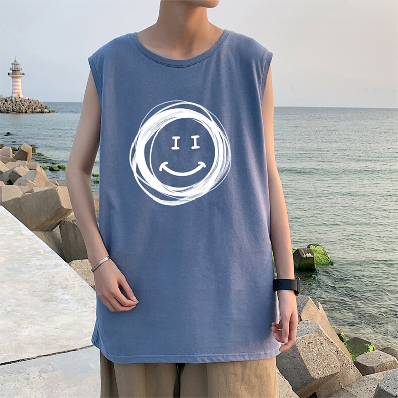 ！港风2023夏季无袖背心男加肥加大码宽松短袖T恤男BX265-P20，男装背心/马甲，电商B371