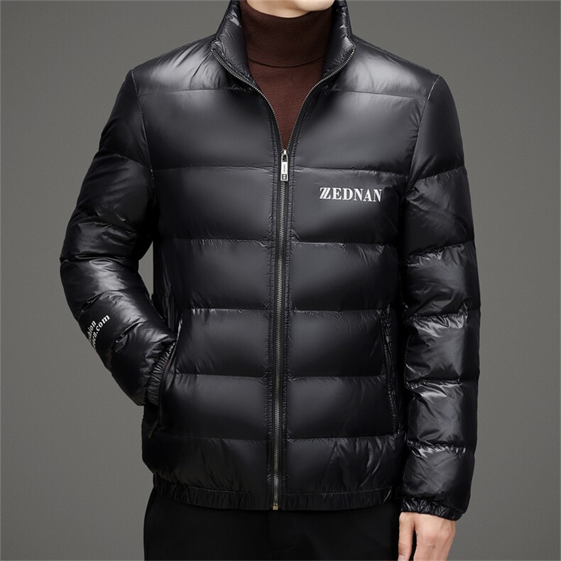 冬季白鸭绒加厚蓬松男羽绒服短款中青年休闲保暖简约防寒外套男装图片