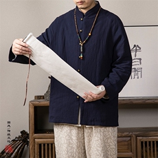 2025秋冬新款风男装棉麻立领新中式唐装外套M52P120，男装民族服装，钱塘802