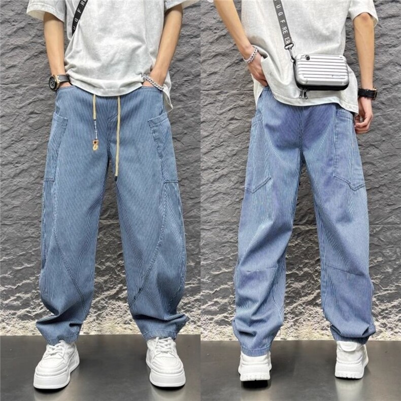 1506-1/QT12640/P54秋冬新款竖条纹美式牛仔裤男士新款宽松休闲裤,男装牛仔裤,星座1506