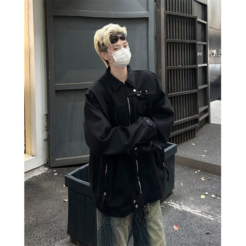 高街夹克男士韩版潮流拉链口袋个性帅气2024秋冬ins外套W6163-P75,男装夹克,星座412-2