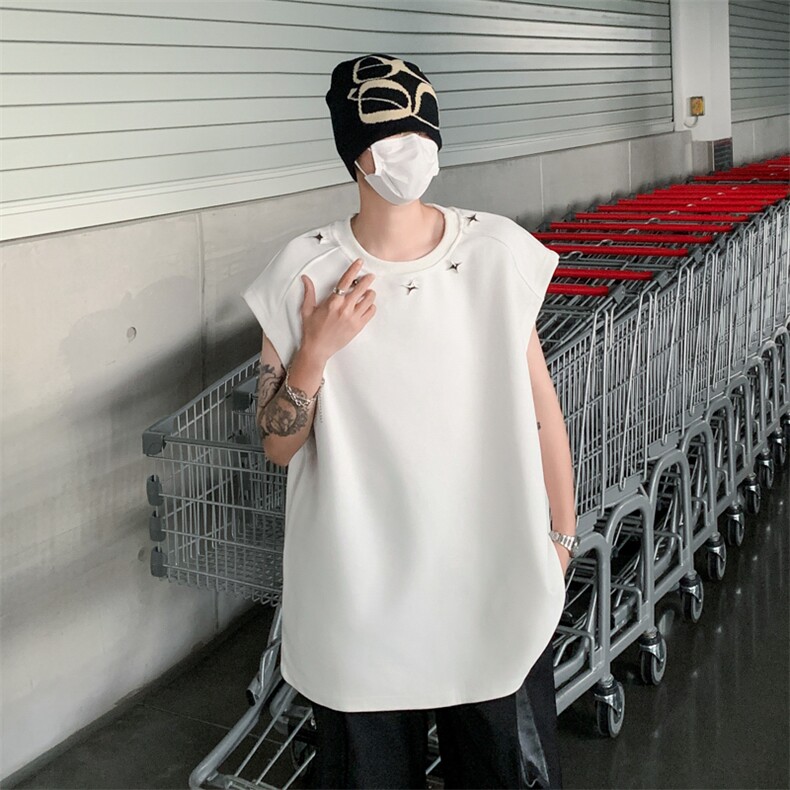 C385-P282024夏季运动健身无袖坎肩设计感百搭金属扣背心现货,男装背心/马甲,星座512-6