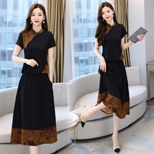 香云纱仿真丝套装女高端品牌2023夏季新款短袖刺绣高级减龄轻奢，女装套装/套裙，然然