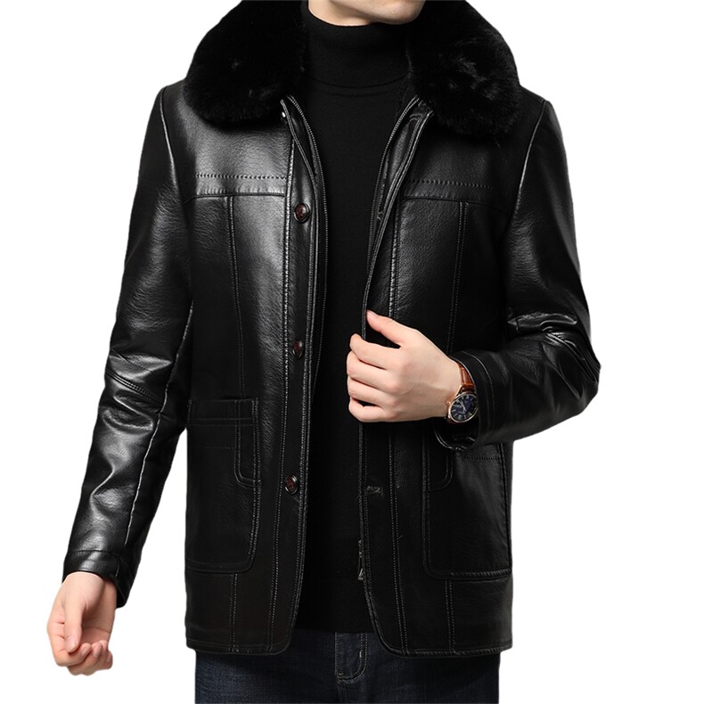 2023冬季中年皮衣男加绒加厚皮衣中老年休闲皮外套QLMP216-P150,男装皮衣,电商B212（原钱塘6029）