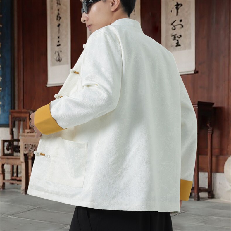 男士外套浮雕梅花夹克盘扣立领唐装风XZ1512-2504单夹克-P80,男装夹克,星座1512